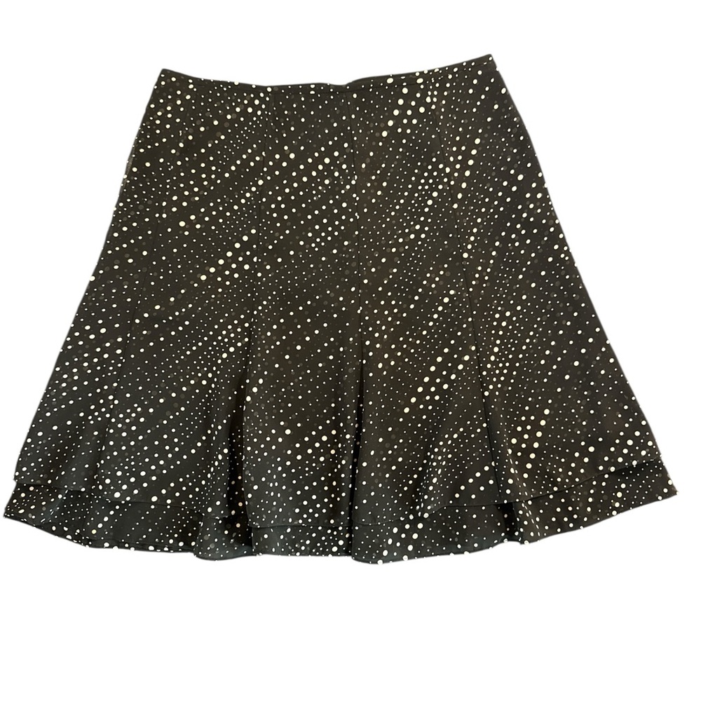 Tahari Black Midi Skirt‎ with White Dots